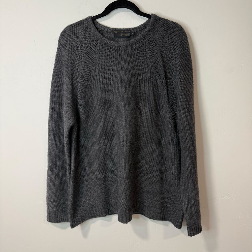 Silk & Cashmere Men's Neo Pullover Sweater Wool Cashmere Renaissance‎ Grey XL